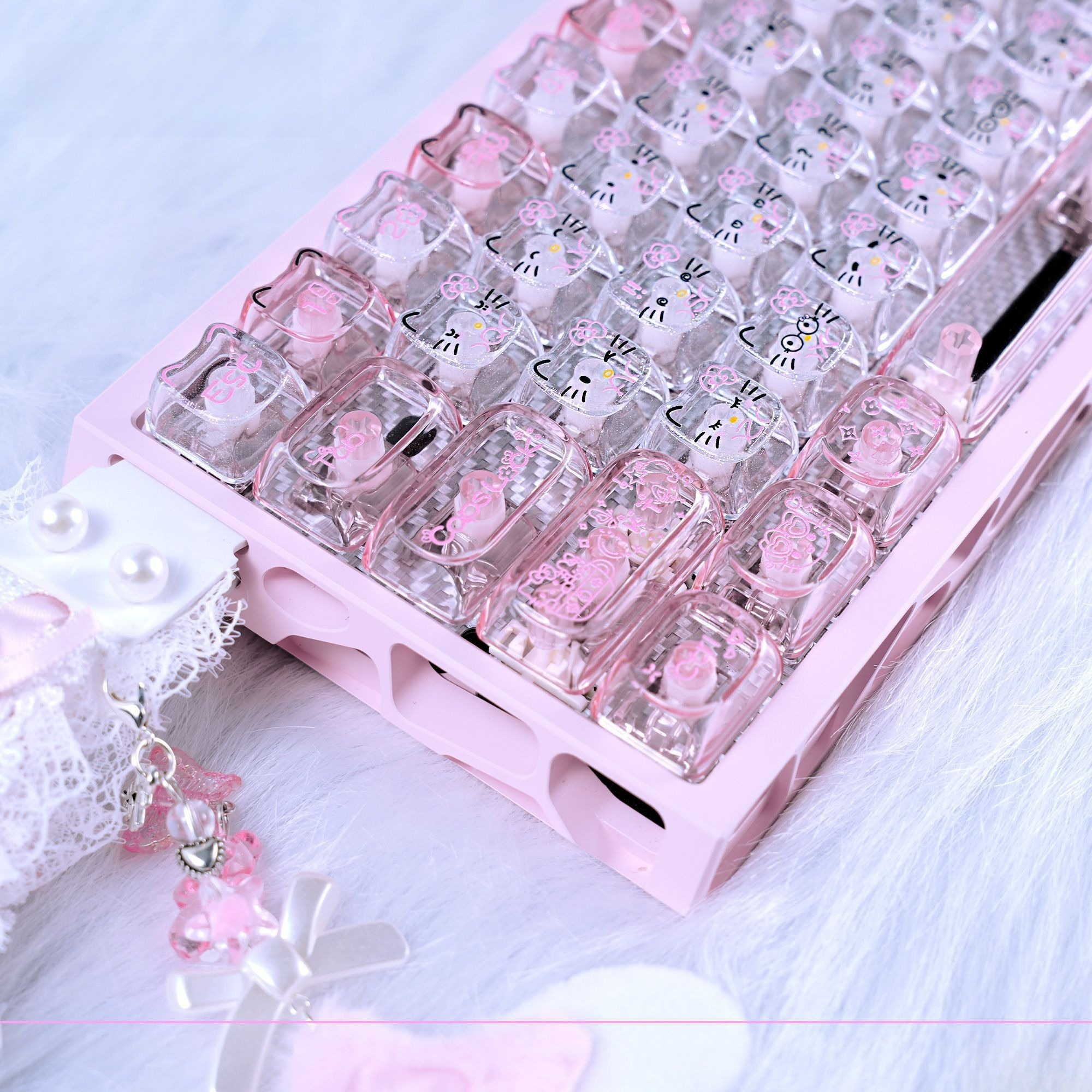 Gaming Accessories In Japan - Anime Sanrio Hello Kitty Transparent Keycaps