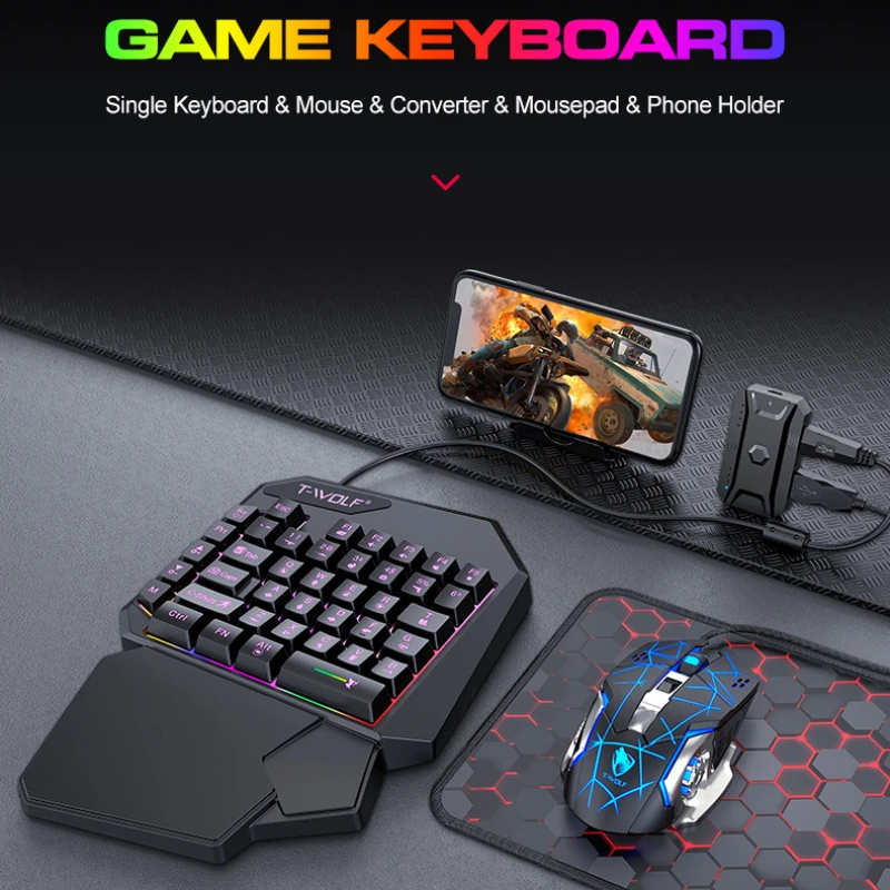 T-WOLF TF900 One Handed Keyboa - Gaming Accessories Bundle のレビューと価格