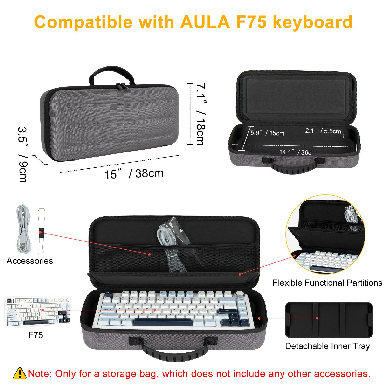 Hard EVA Case for Aula F75 Gam - Gaming Accessories Box のレビューと価格