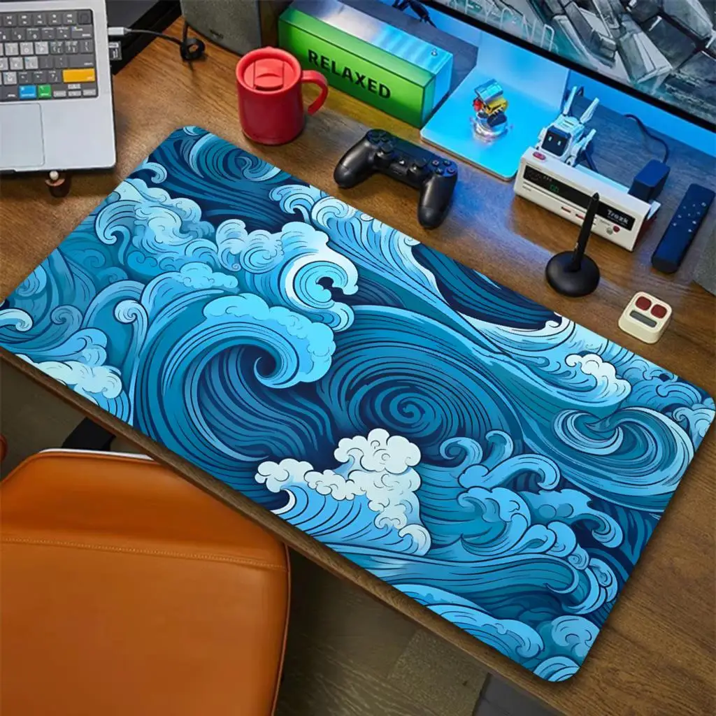 Japanese Blue Waves Mouse Pad  - Gaming Accessories For Your Desk のレビューと価格
