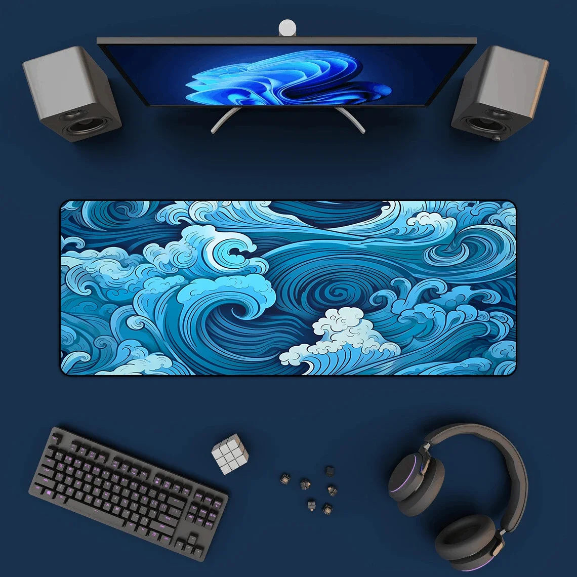 Japanese Blue Waves Mouse Pad  - Gaming Accessories For Your Desk のレビューと価格