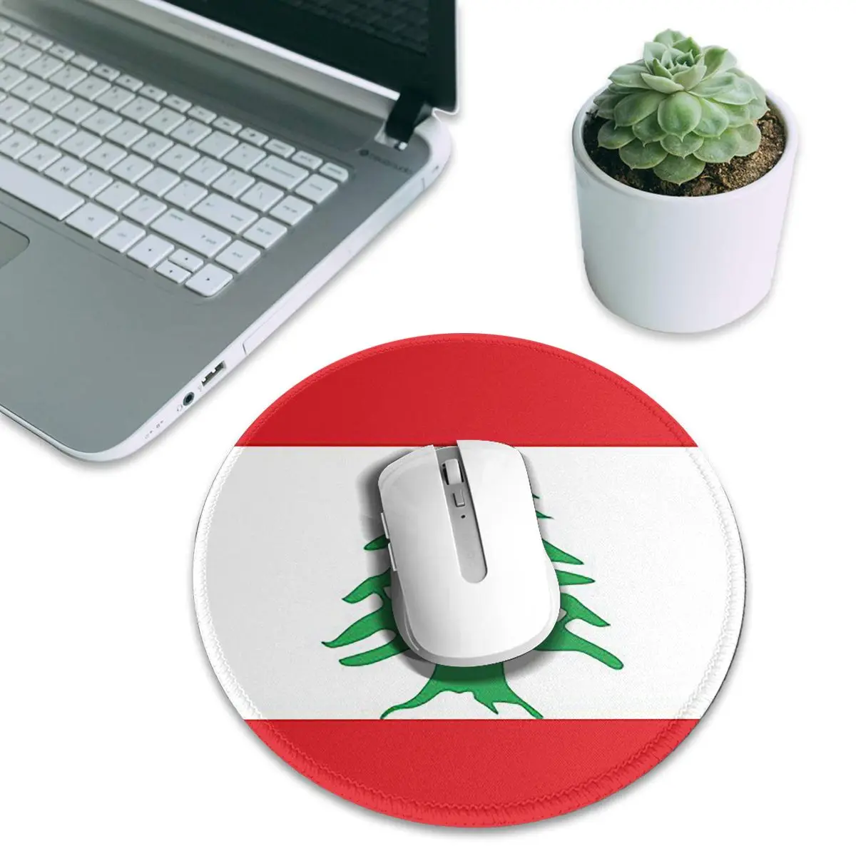 Flag Of Lebanon Round Mouse Pa - Gaming Accessories Lebanon のレビューと価格